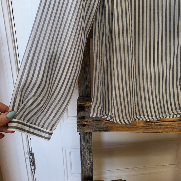SMART SET Blue & White Striped Button Down Blouse - Picture 3 of 9